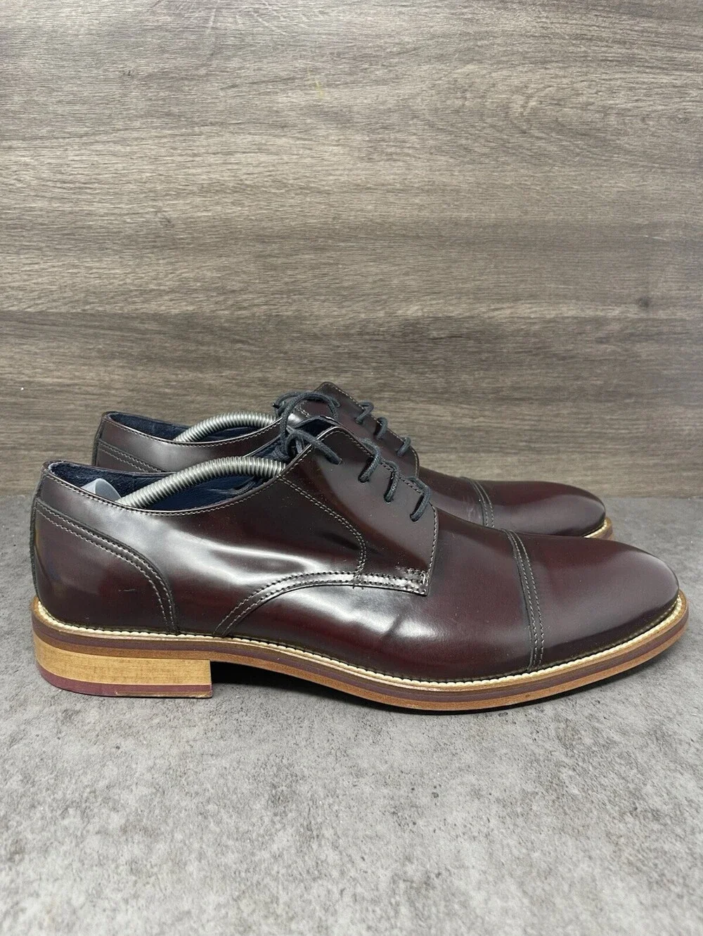 Johnston & Murphy Hannigan Cap Toe Bordeaux Size 10 Mens Italian Dress Shoes